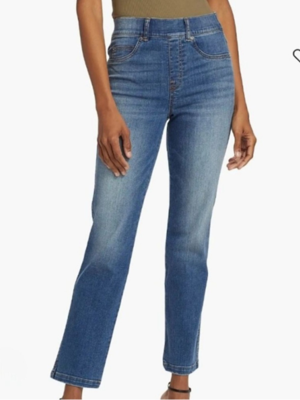 Spanx Straight Leg Jeans Vintage Indigo size XL Pull on Elastic Waist